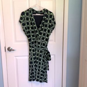 Geometric faux wrap dress